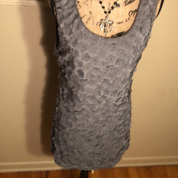 VERTIGO Light Charcoal Beaded Lycra Tank Dress - Picture 2 of 9